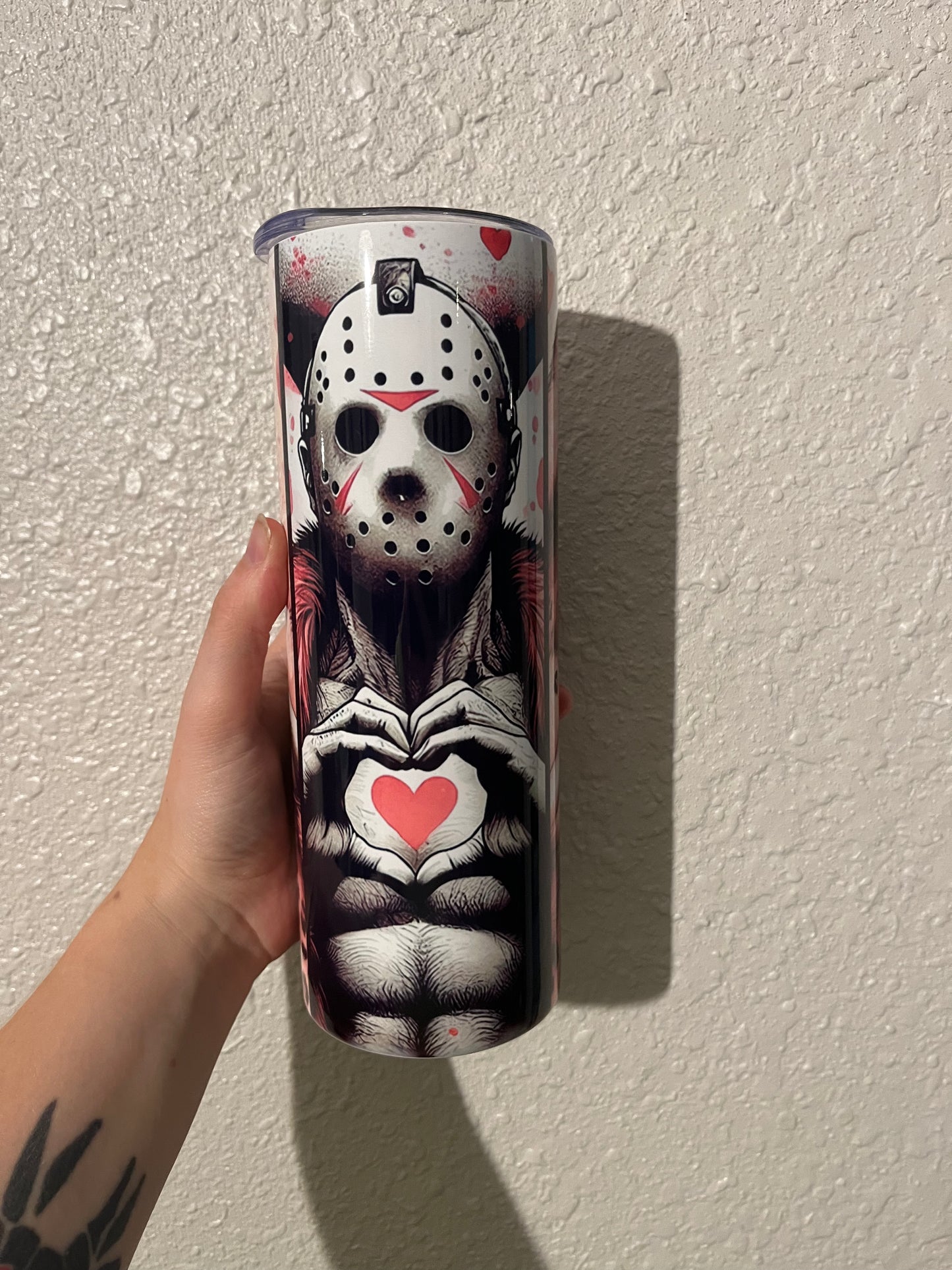 Heart Masked Men Horror Tumbler