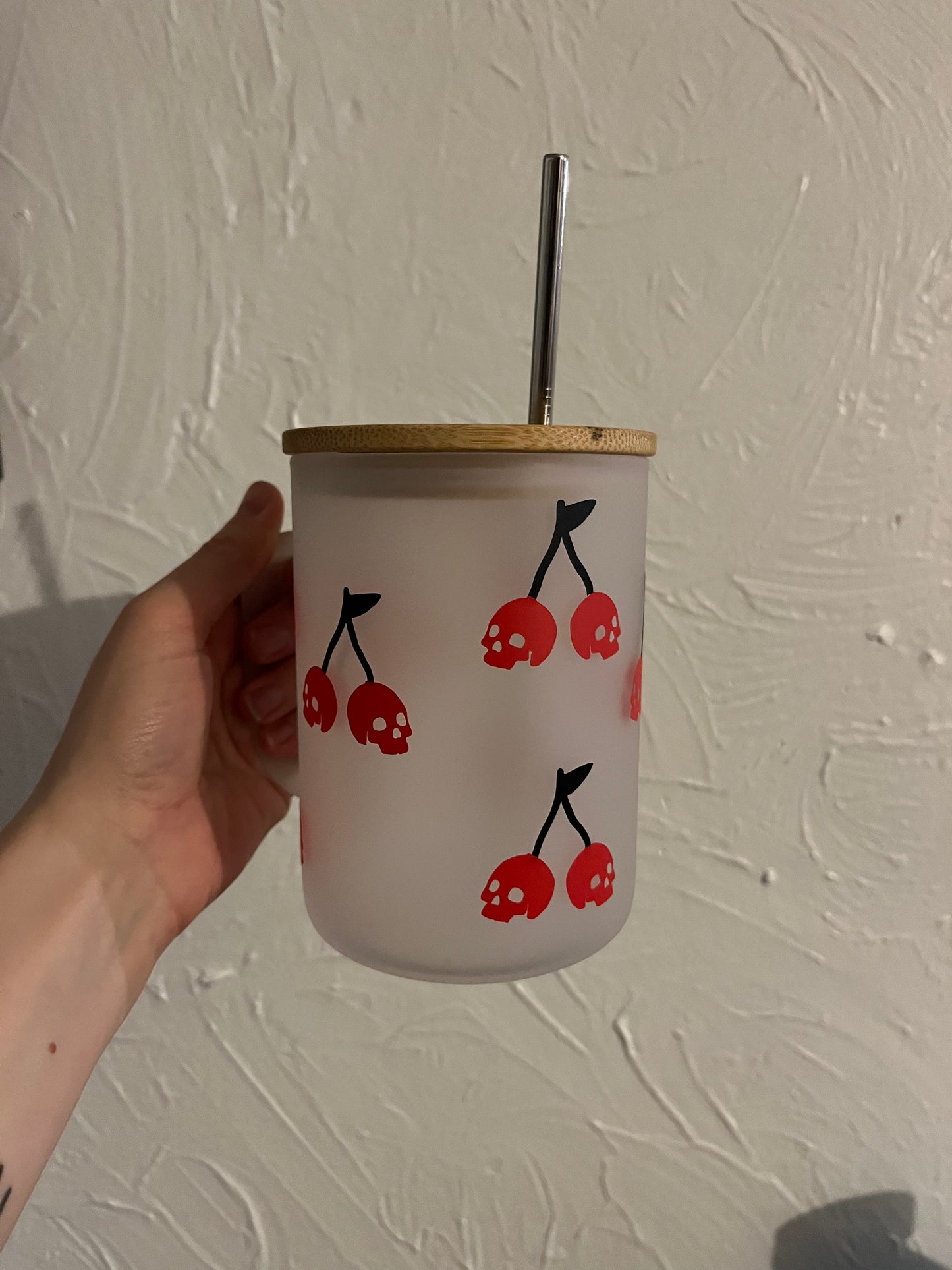 Cherry Skull Glass Mug