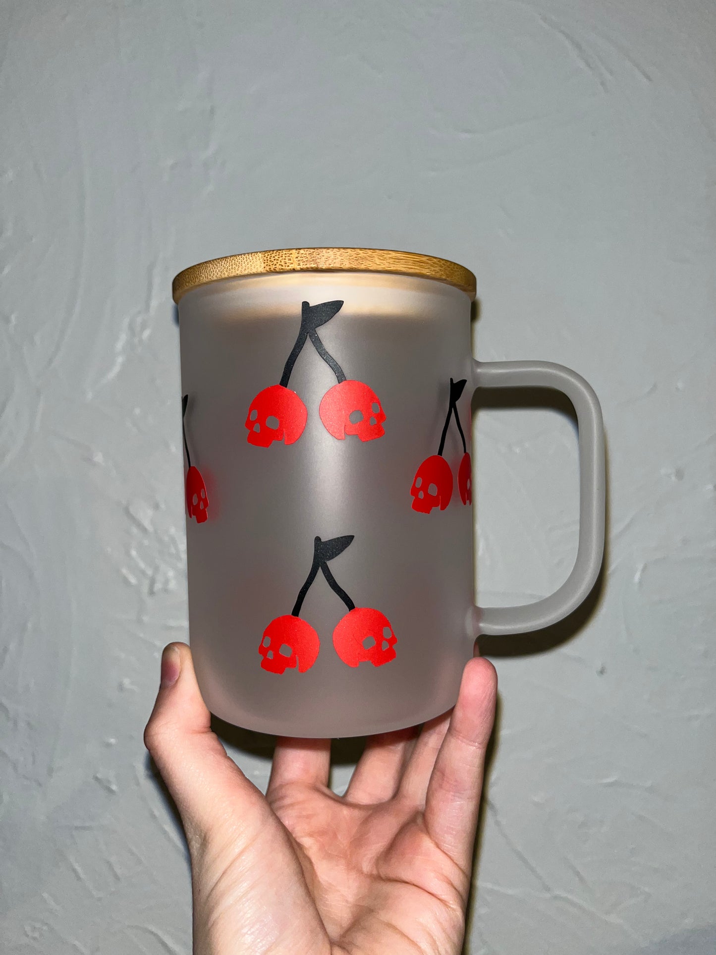 Cherry Skull Glass Mug