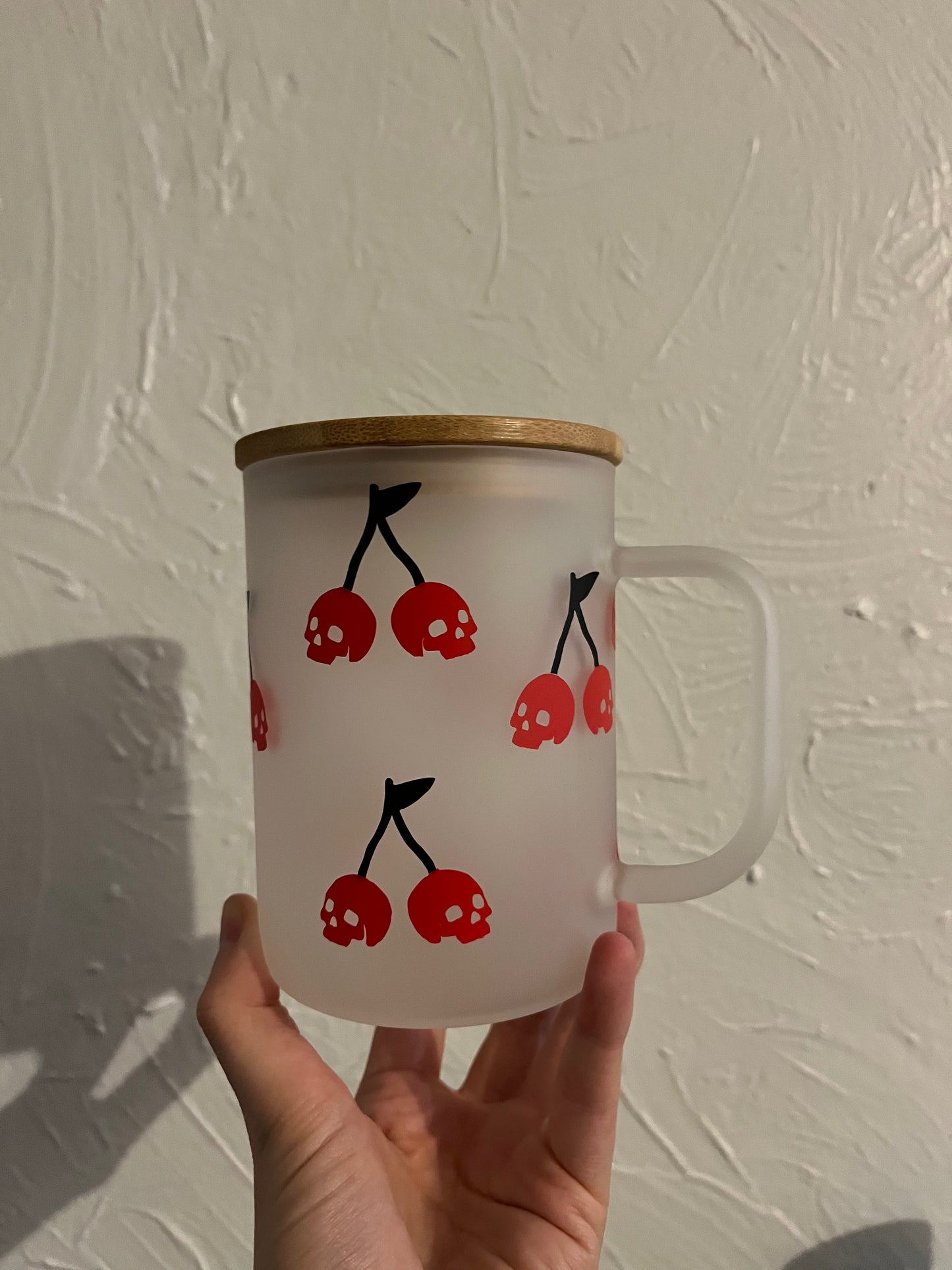 Cherry Skull Glass Mug